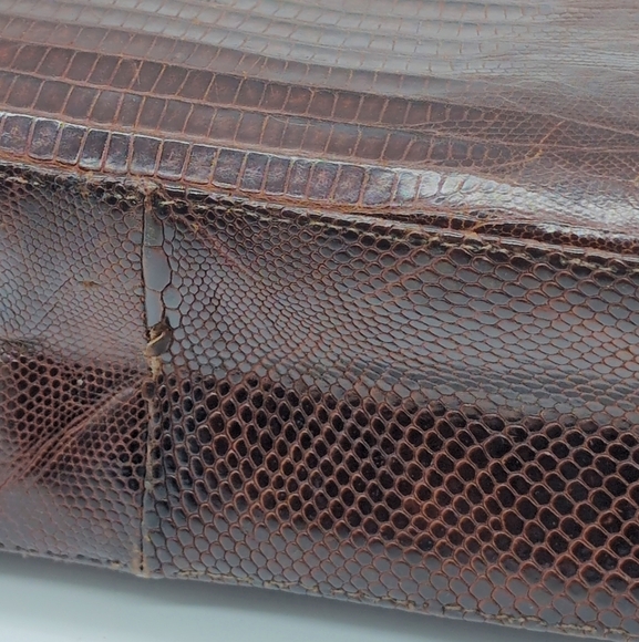 Deitsch Brown Lizard Reptile Leather Handbag 1950s Vintage - Picture 5 of 9